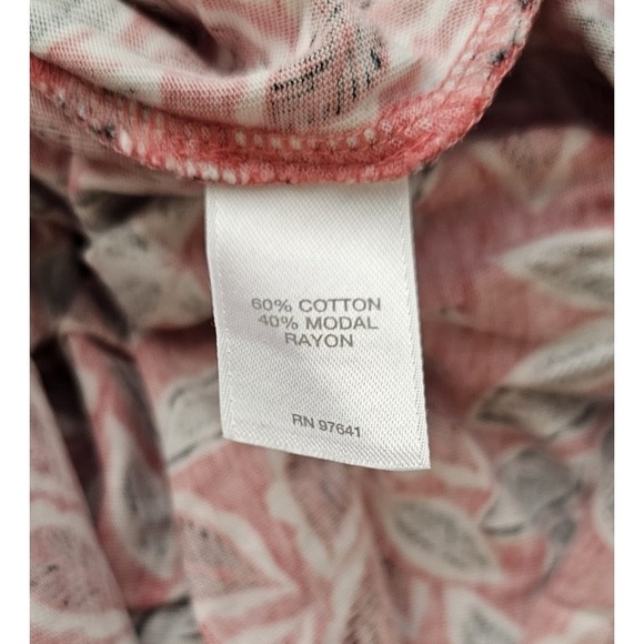 J. JILL Petite All-Over Leaf Print Tunic Top Red Cotton/Modal Blend 3/4 Sleeve L - Picture 4 of 5